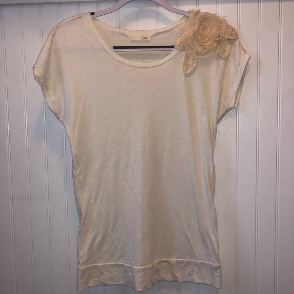 LUSH Lightweight + Long! Flower Detail Micromodal Blend Women’s Sz S Shirt